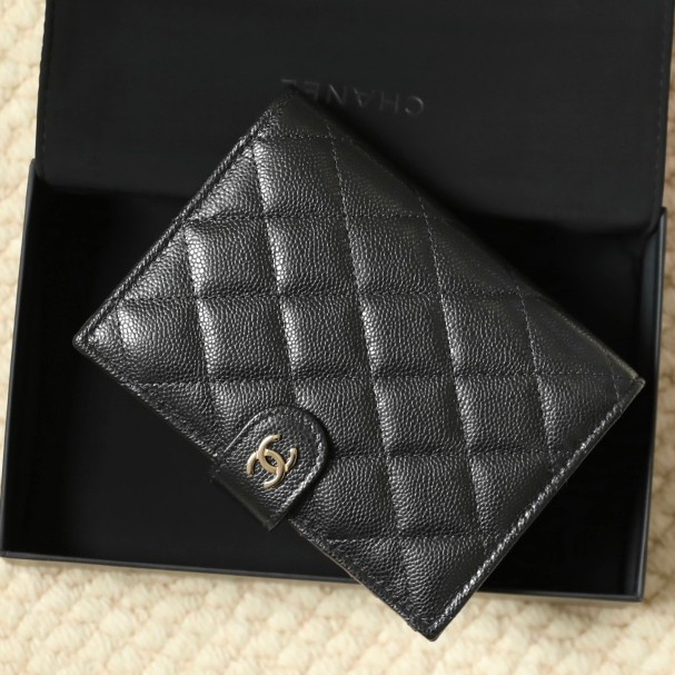 25P 護照夾小球牛皮黑色淡金