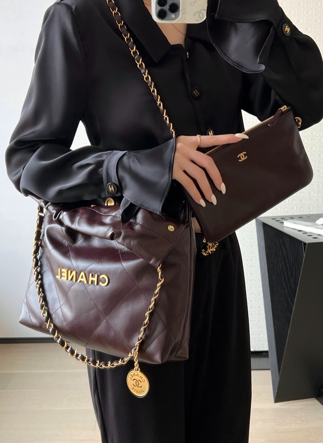 爆款22Bag小號巧克力色_8