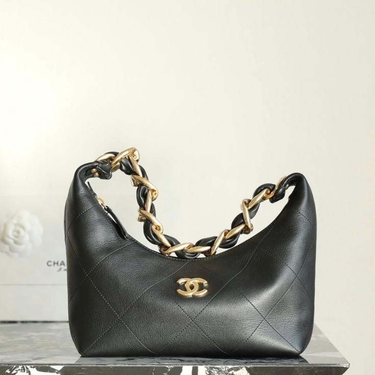 25K粗鏈Hobo腋下包小號黑色