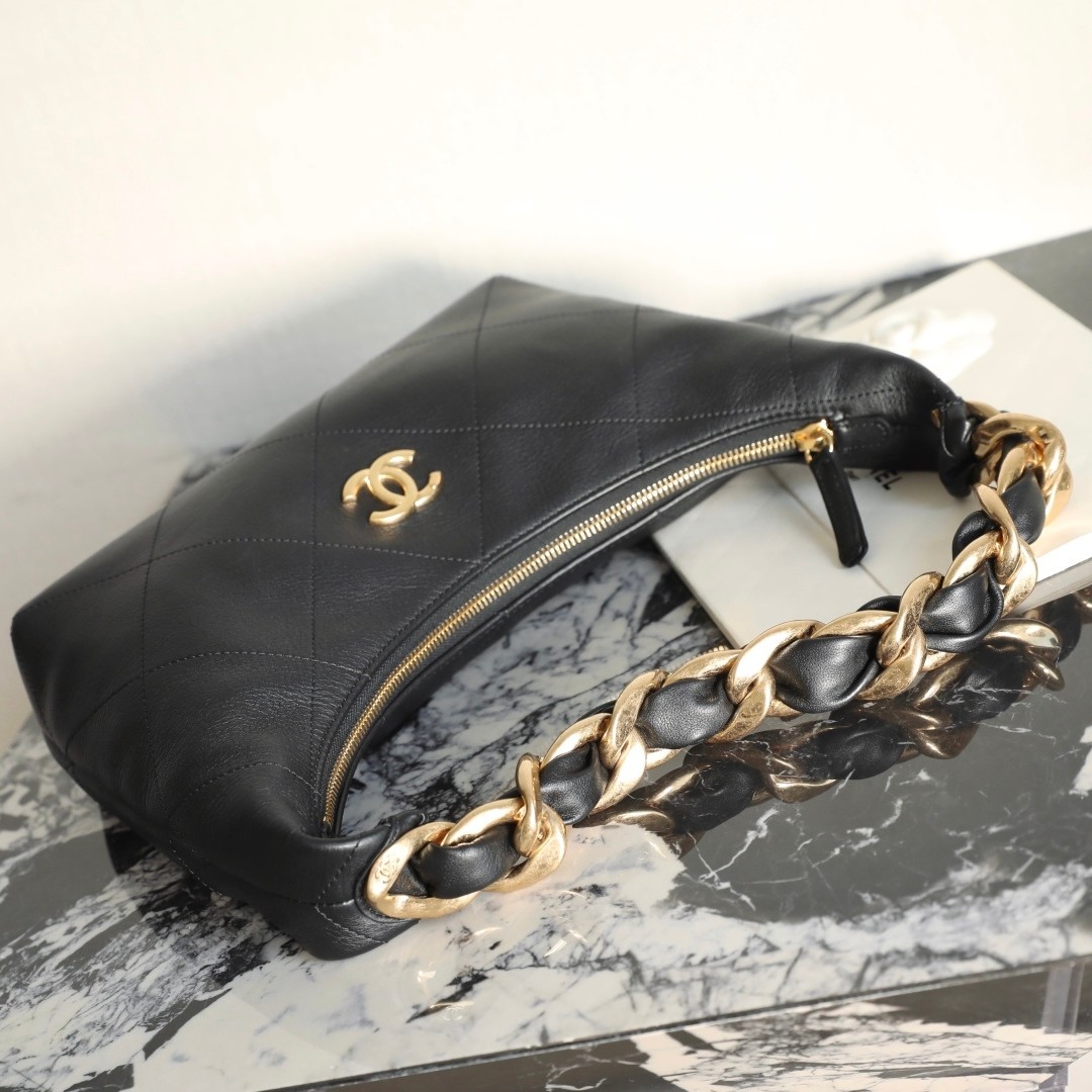 25K粗鏈Hobo腋下包小號黑色_6