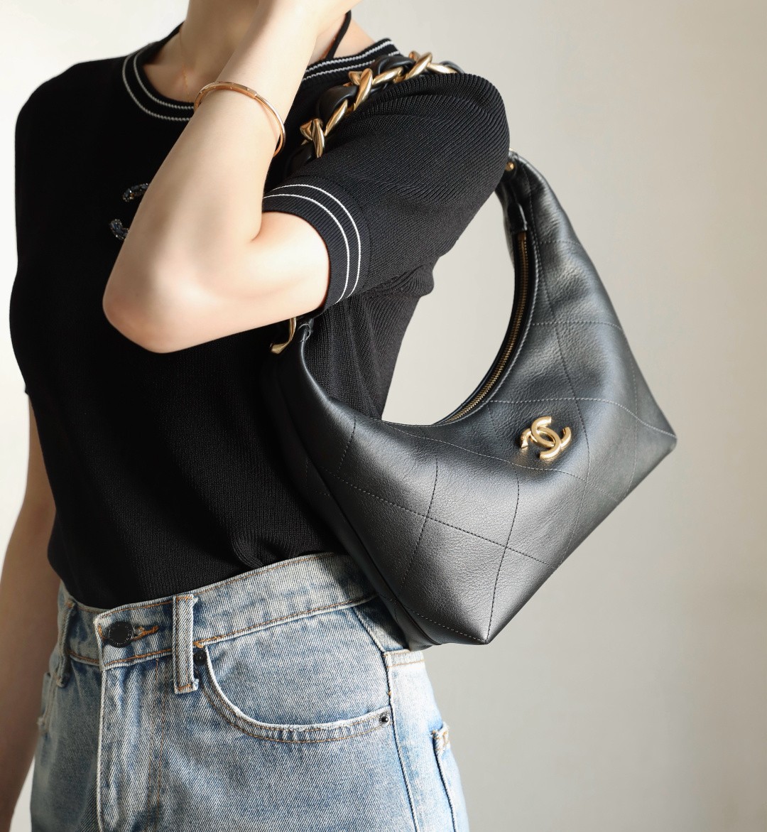 25K粗鏈Hobo腋下包小號黑色_2