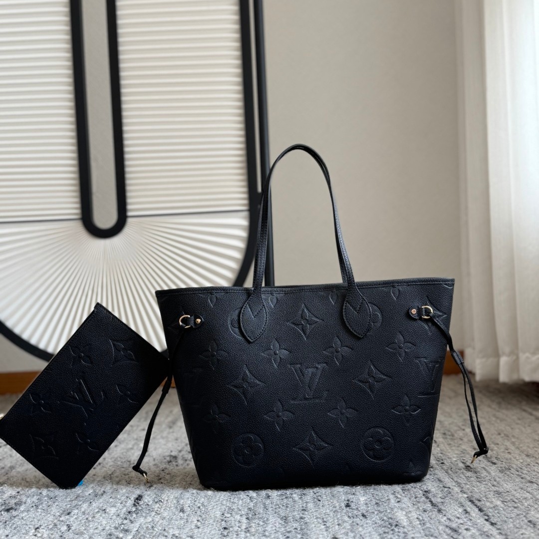 M45685 Neverfull 中號壓紋牛皮購物袋