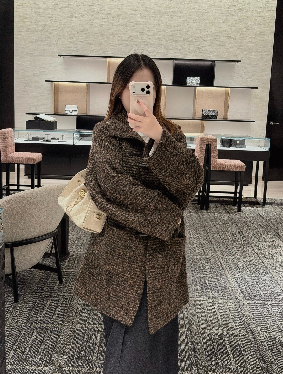 26C 25Bag Mini HandBag球紋米色_2