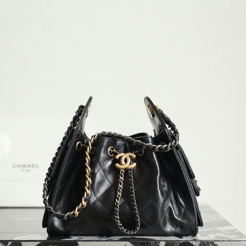 26C 25Bag Mini HandBag鴛鴦鏈亮牛皮黑色