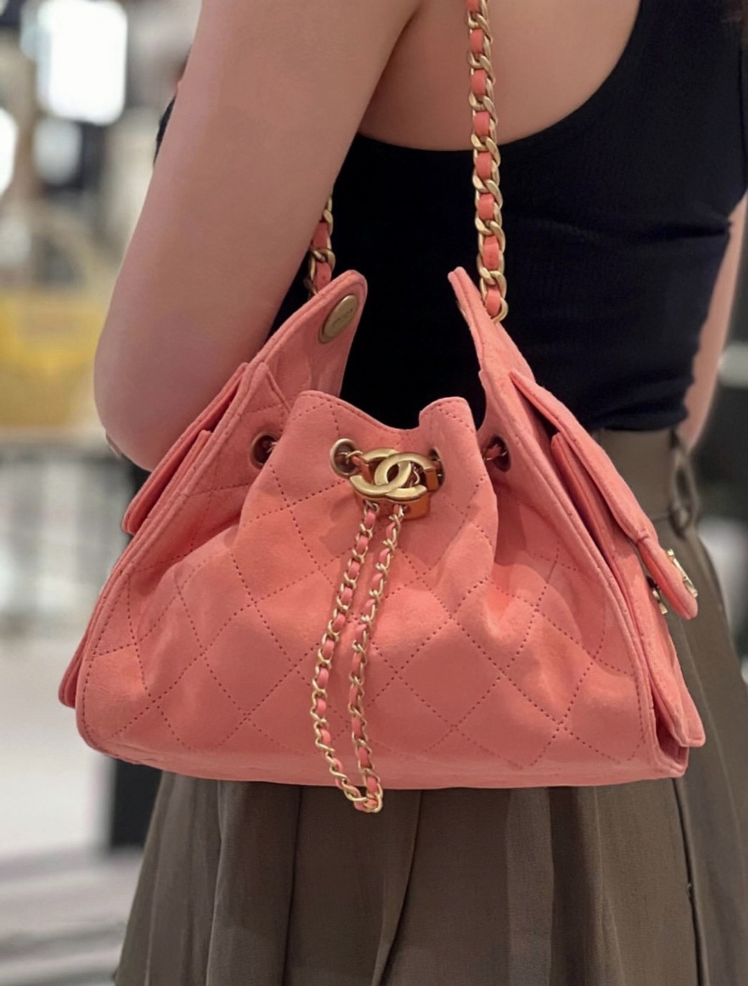 26C 25Bag Mini HandBag麂皮紋粉_3