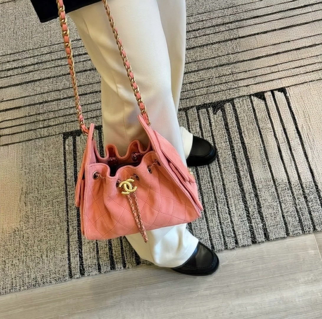 26C 25Bag Mini HandBag麂皮紋粉_2