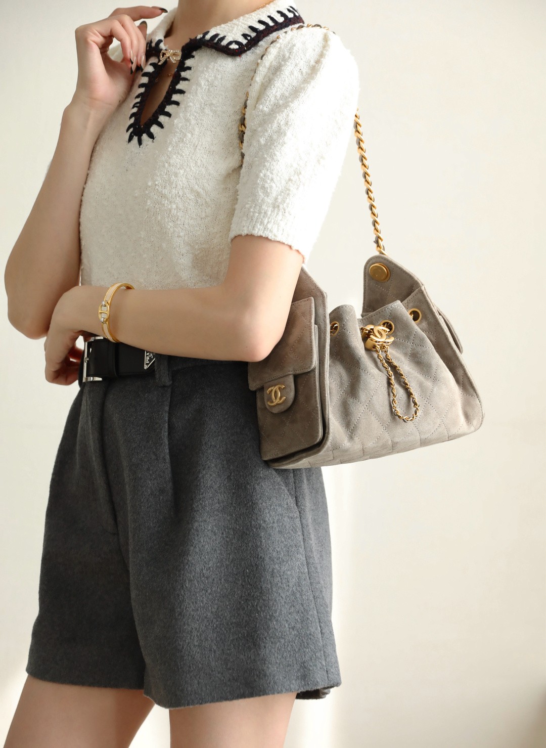 26C 25Bag Mini HandBag麂皮紋大象灰_4