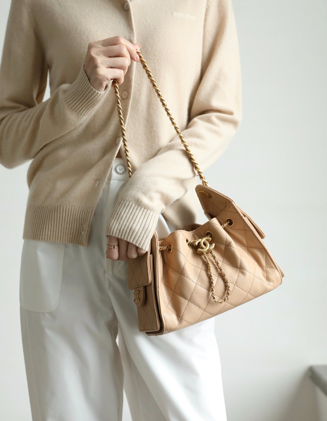 26C 25Bag Mini HandBag球紋奶茶色_2