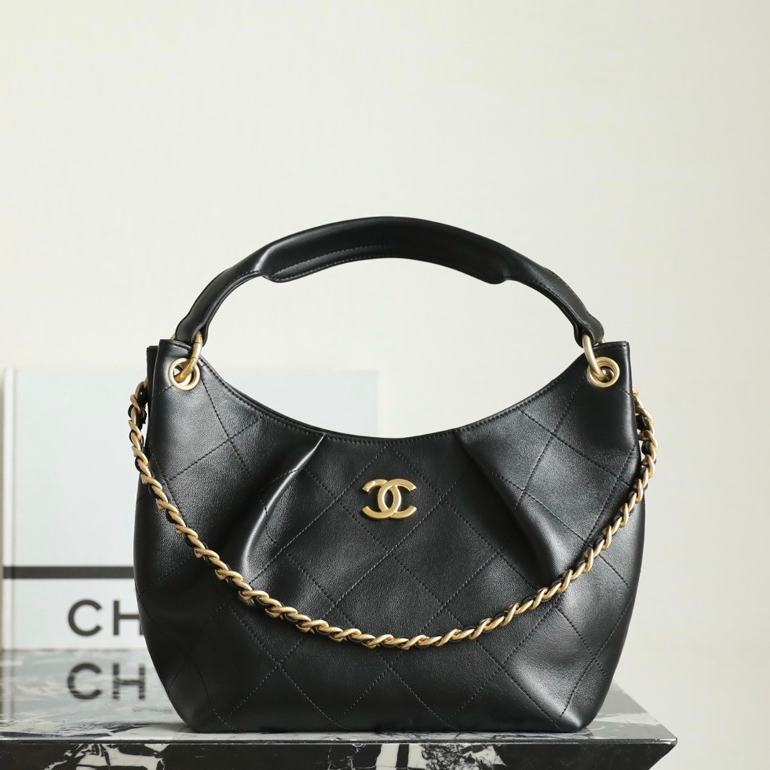 26C早春嬉皮Hobo餃子包黑色小號