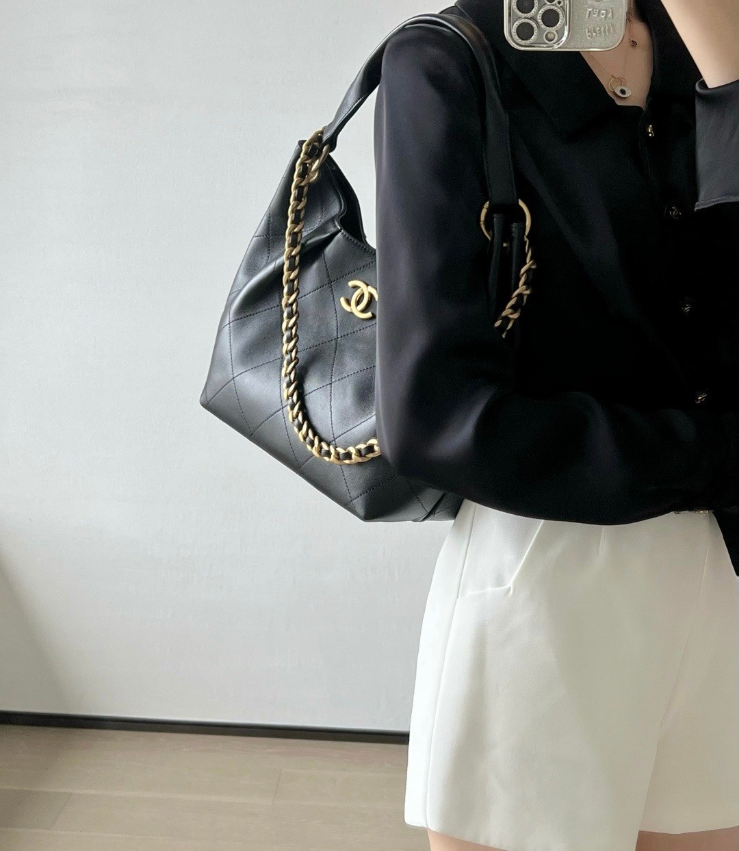 26C早春嬉皮Hobo餃子包黑色小號_2