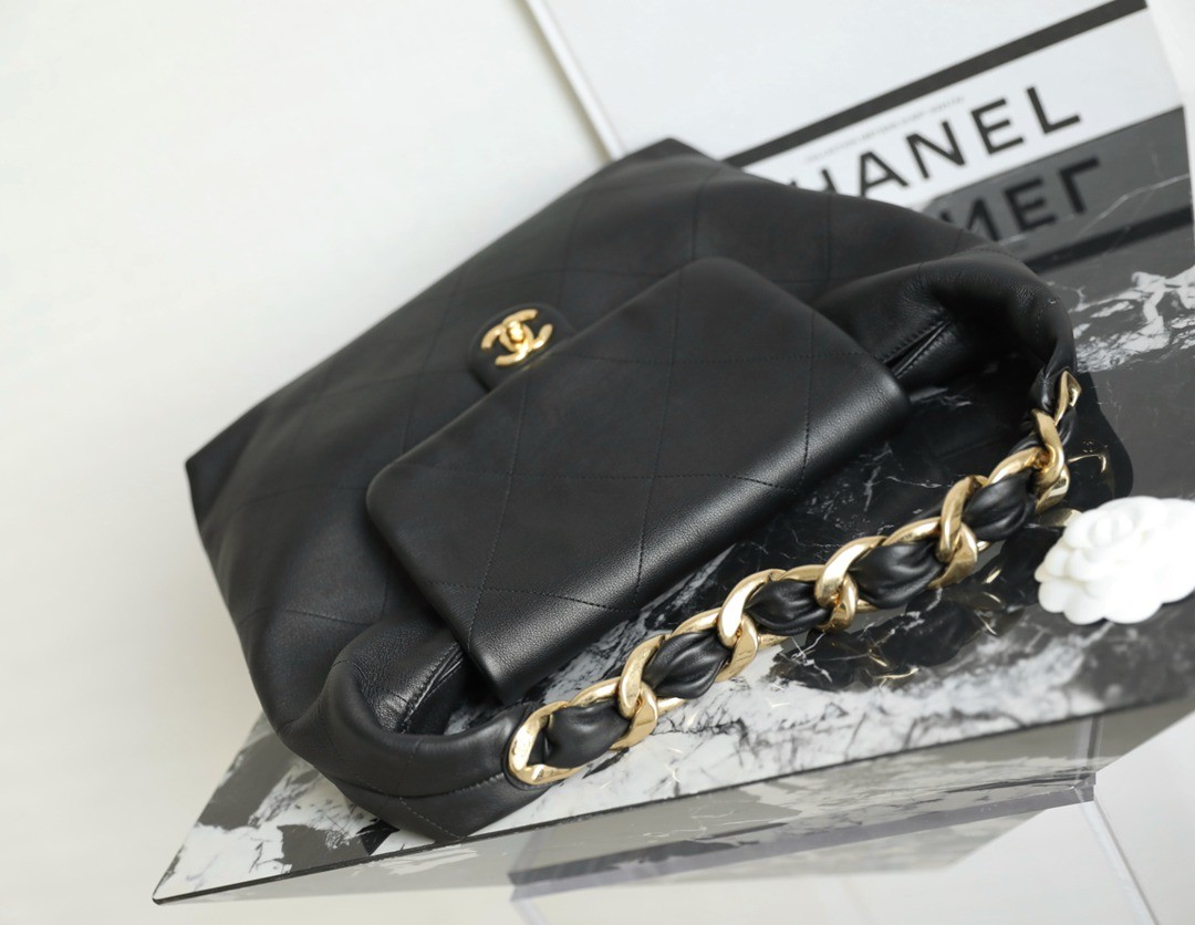 25K粗鏈Hobo嬉皮包中號黑色_5