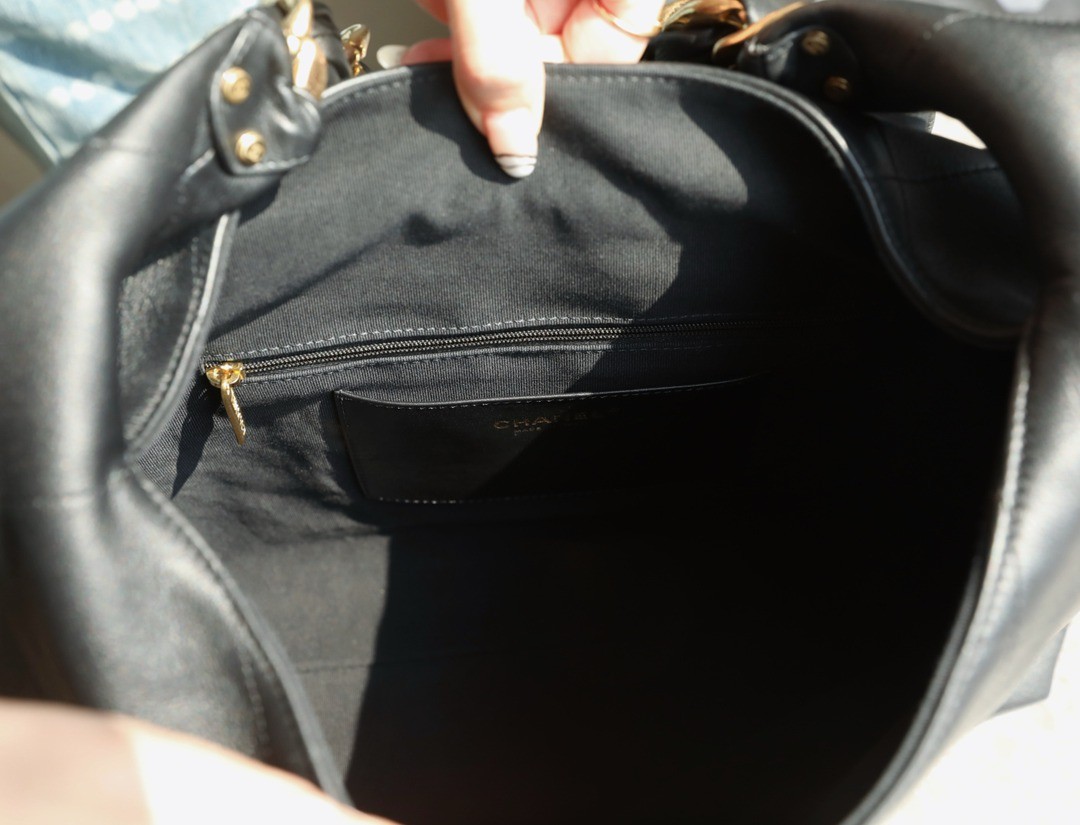 25K粗鏈Hobo嬉皮包中號黑色_6