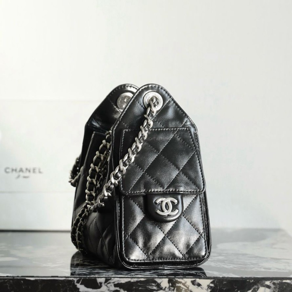 26P 25Bag Mini HandBag亮牛皮黑色/銀鏈_4