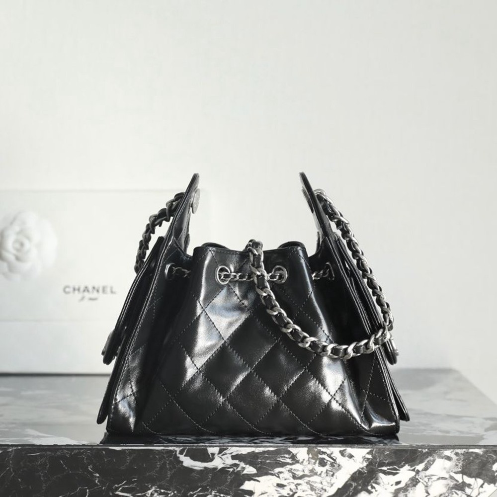 26P 25Bag Mini HandBag亮牛皮黑色/銀鏈_2