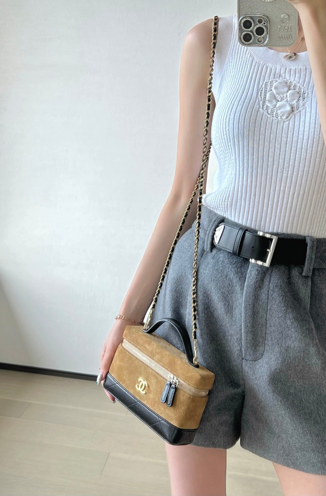 26S拼色Lp盒子包麂皮棕_2