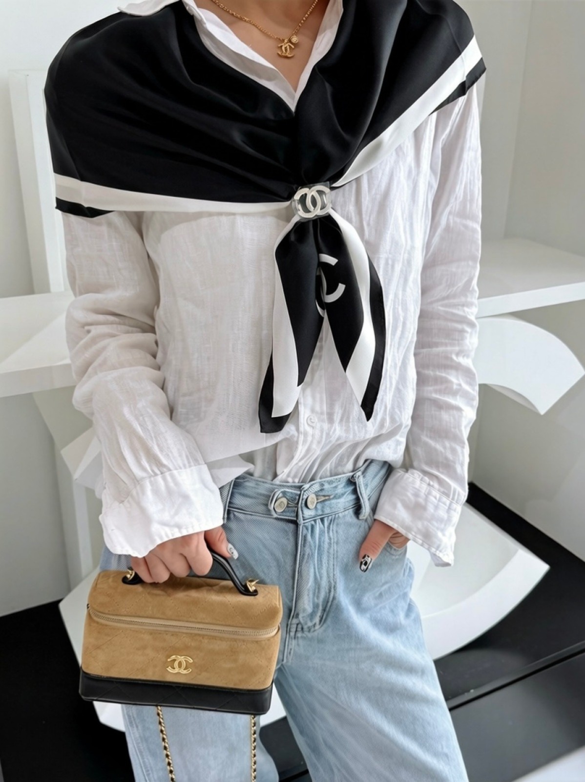 26S拼色Lp盒子包麂皮棕_5