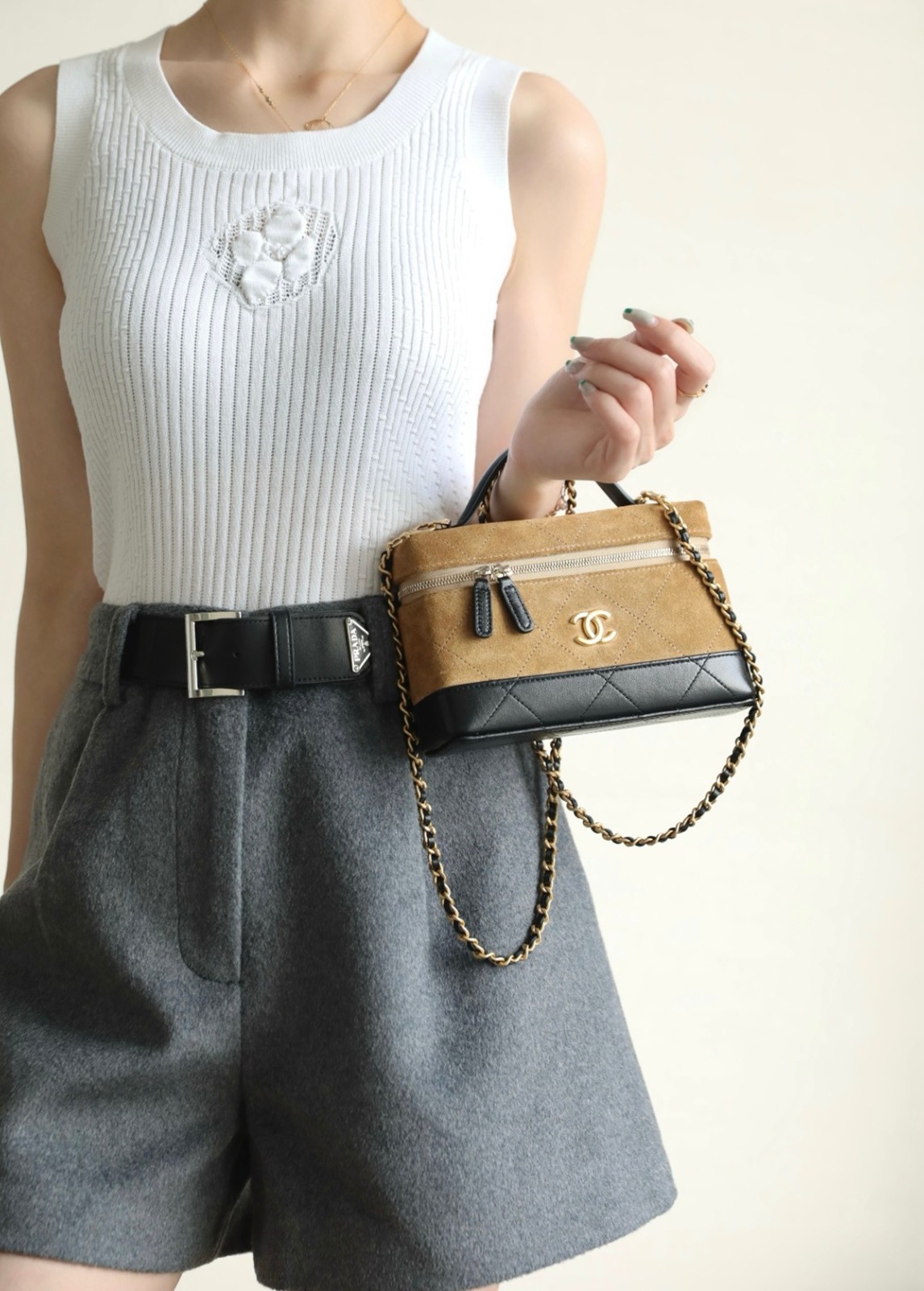 26S拼色Lp盒子包麂皮棕_4