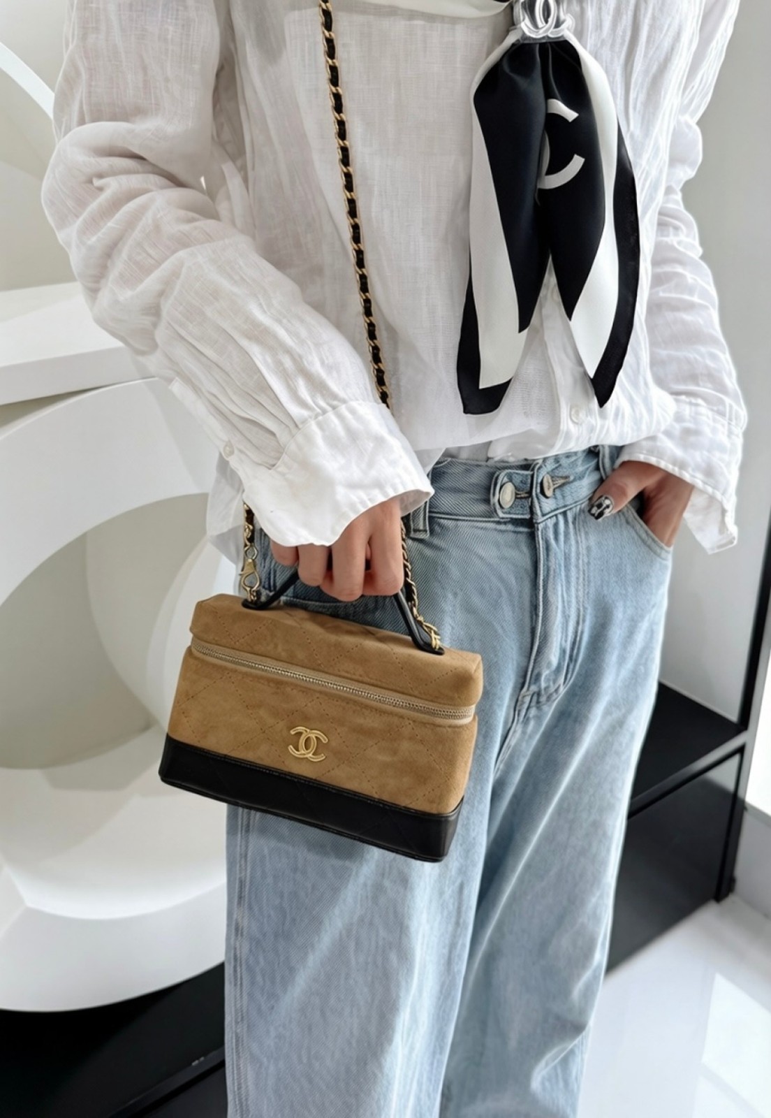 26S拼色Lp盒子包麂皮棕_6