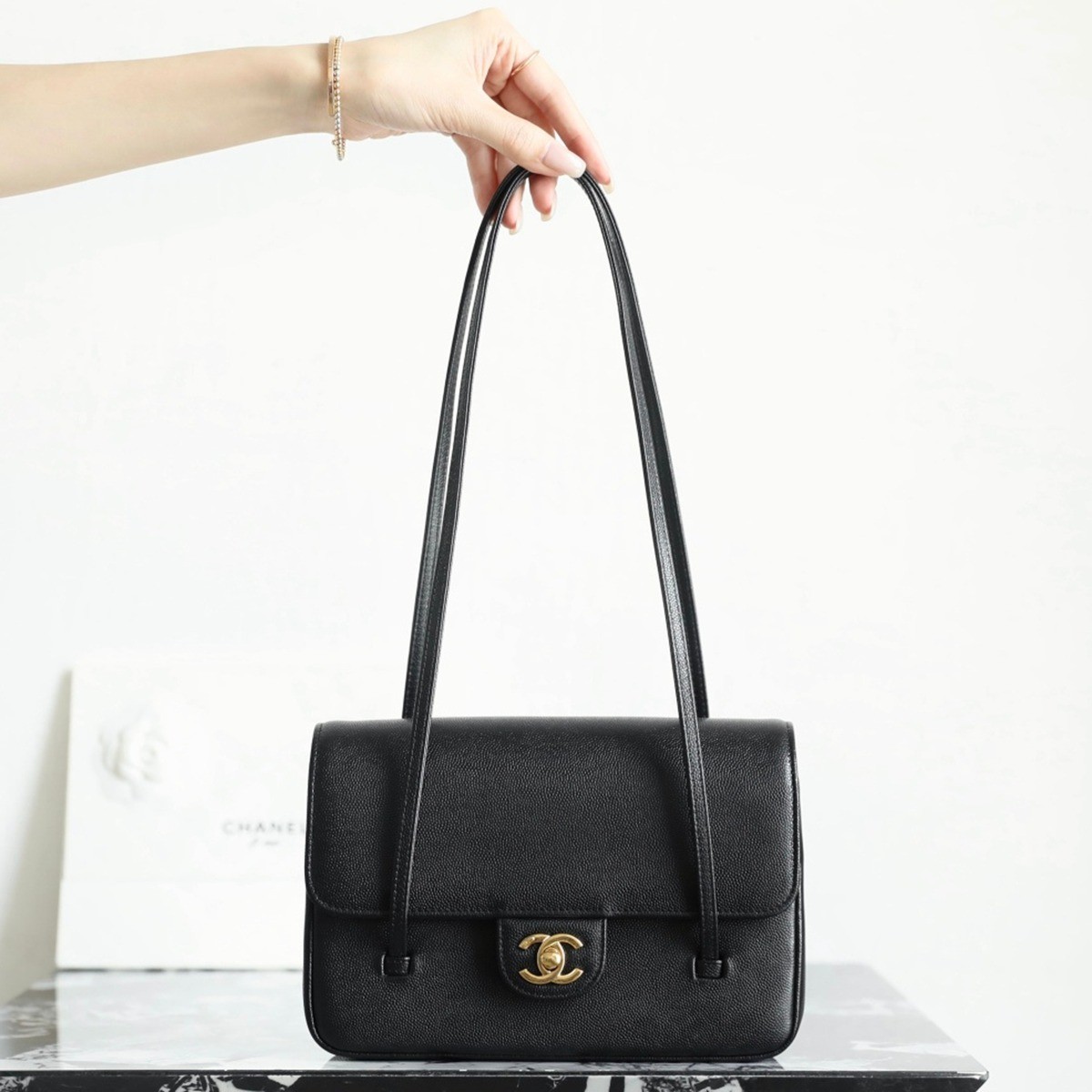 26P春夏皮肩帶小號口蓋包黑色