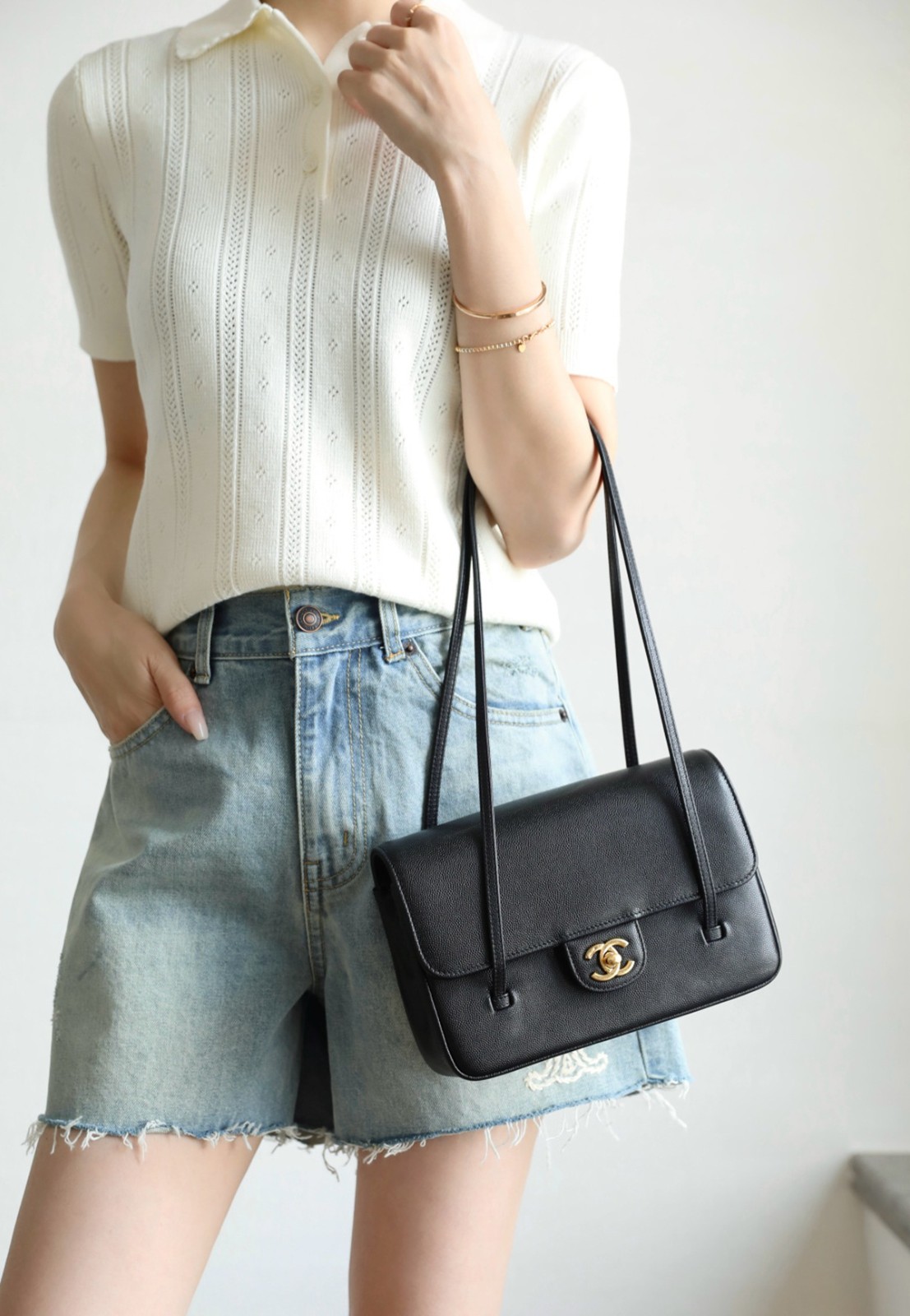 26P春夏皮肩帶小號口蓋包黑色_2