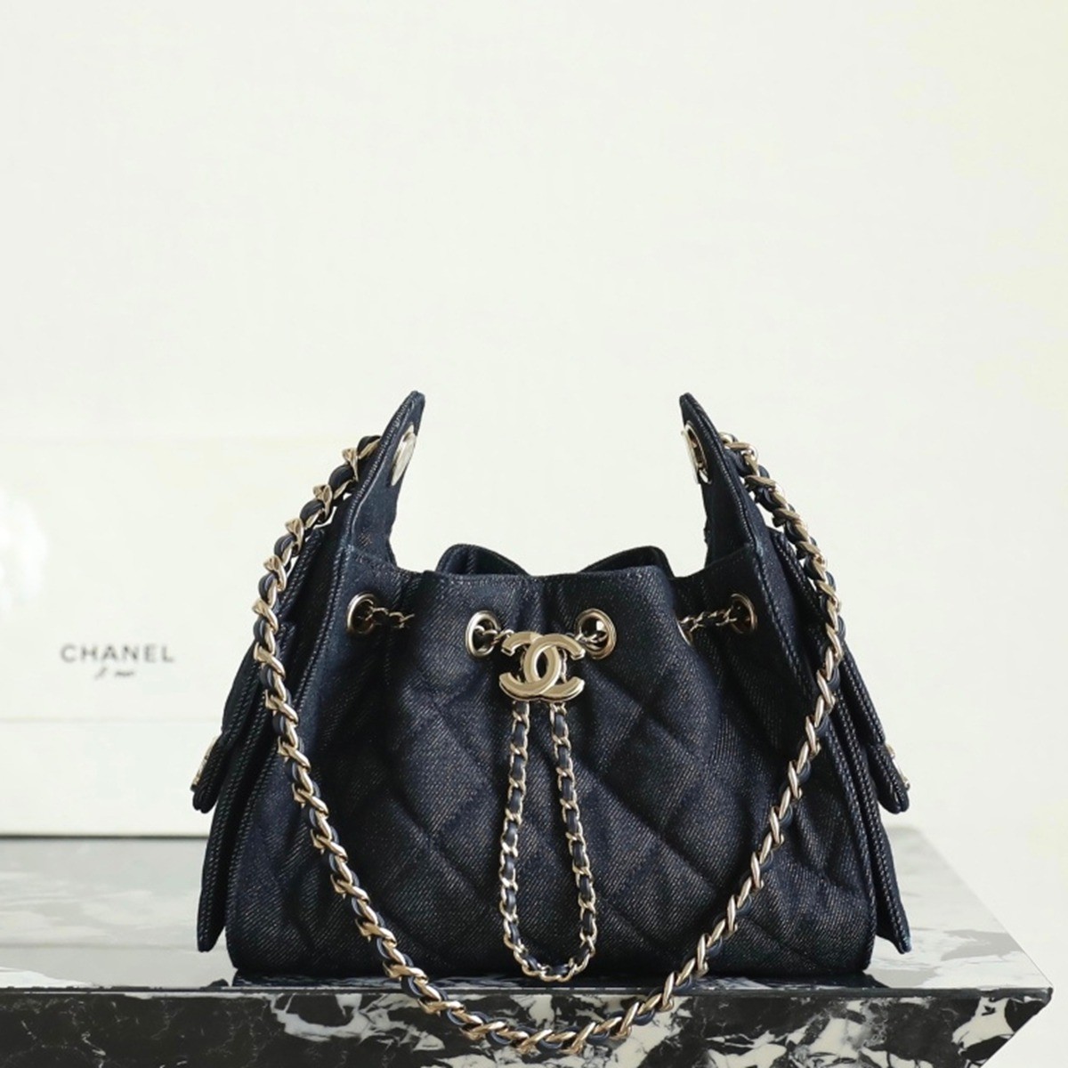 26S 25Mini丹寧深牛仔淺金