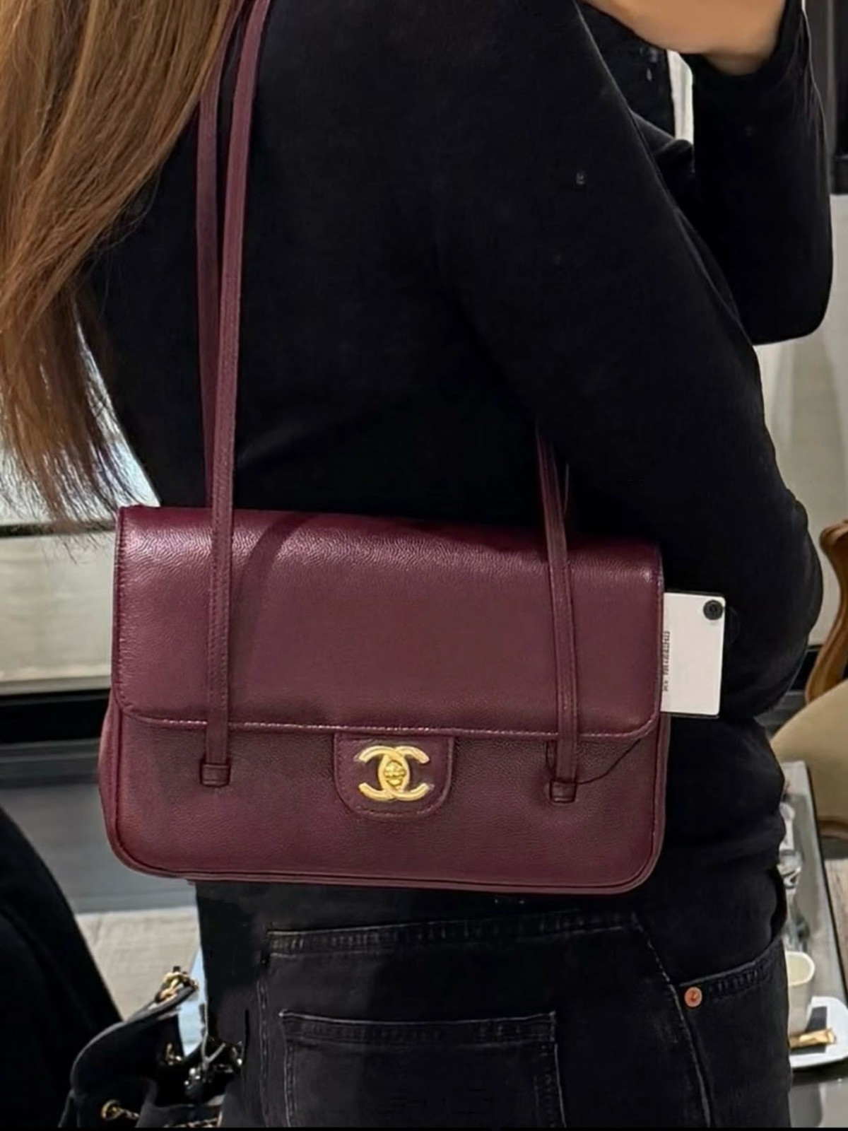 26P春夏皮肩帶口蓋包小號酒紅_2
