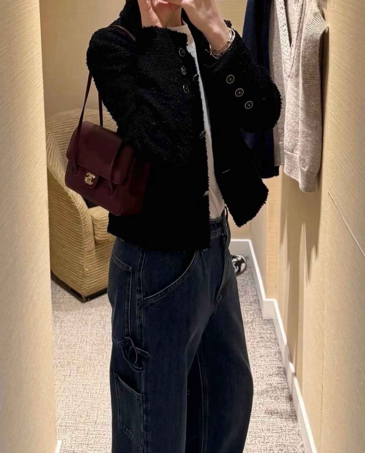 26P春夏皮肩帶口蓋包小號酒紅_3