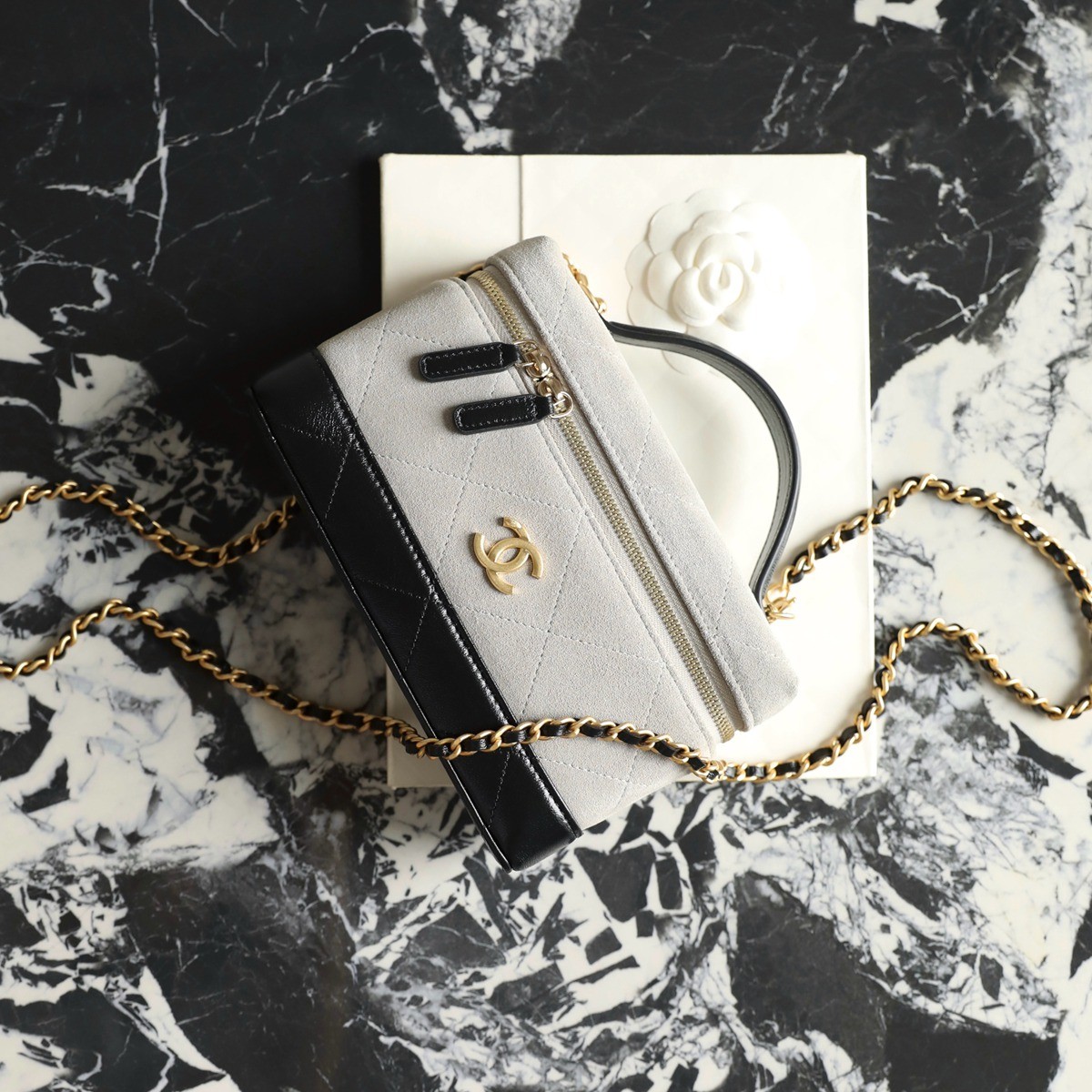 26S拼色Lp盒子包麂皮灰_5