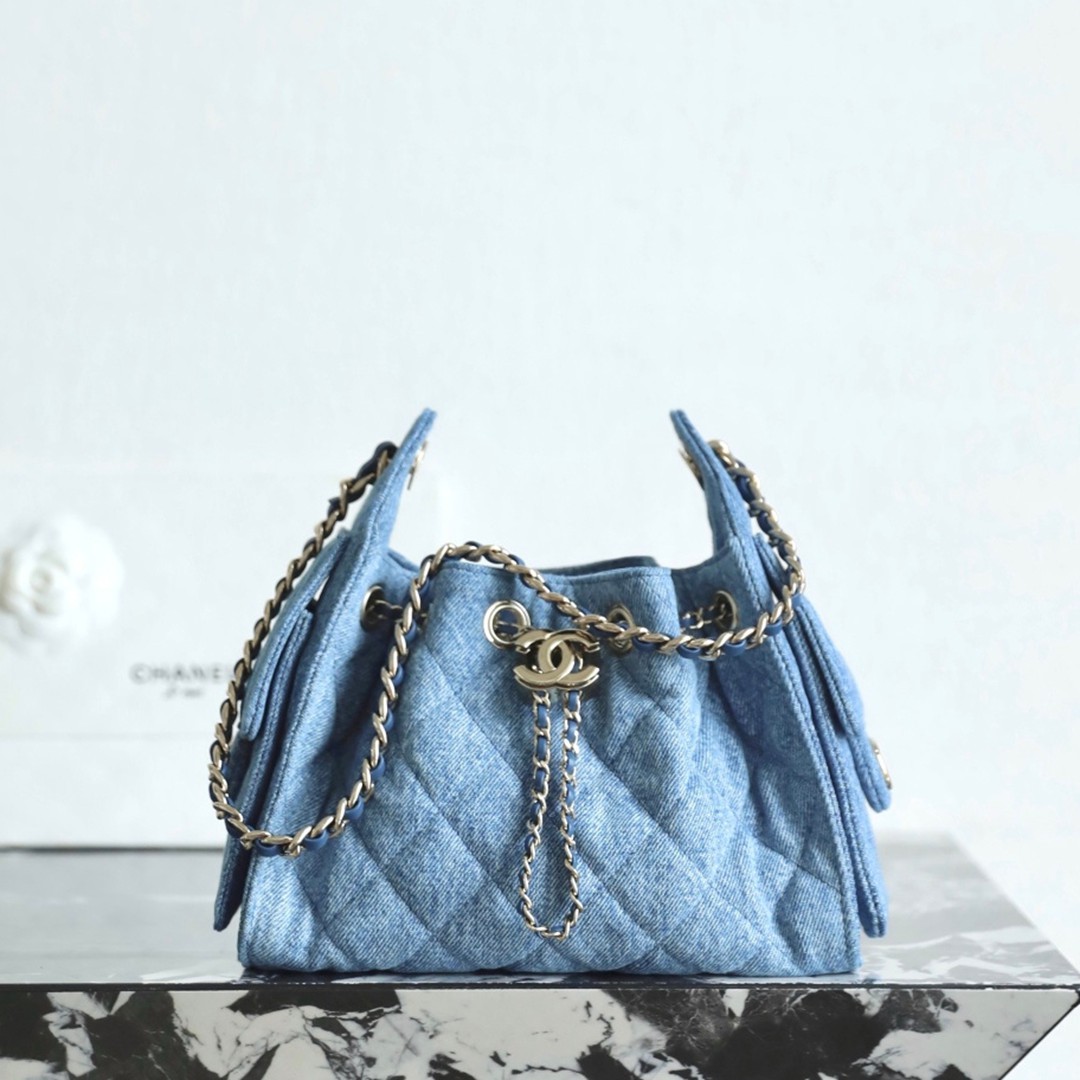 26A 25MiniBag淺牛仔/淡金鏈_9