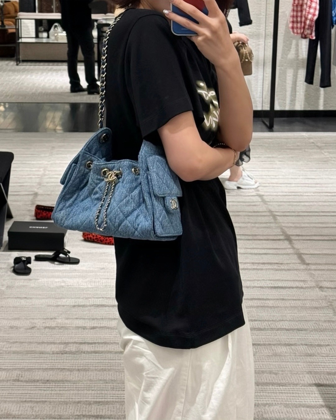 26A 25MiniBag淺牛仔/淡金鏈_2
