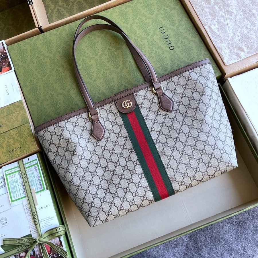 631685 ophidia tote 條紋織帶 中號 購物包_5