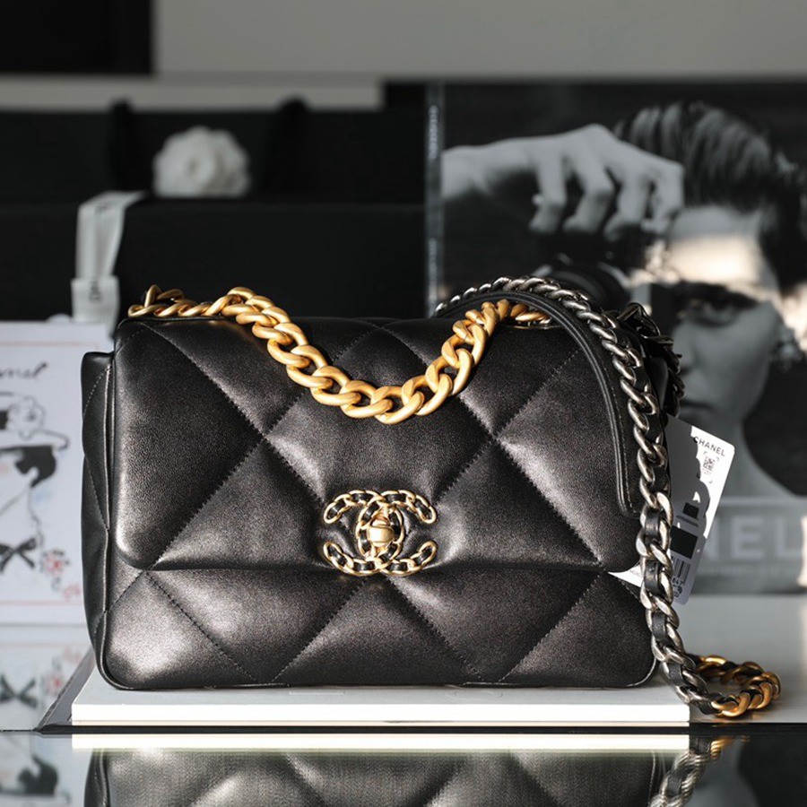 19Bag 黑色 金扣 26CM_1