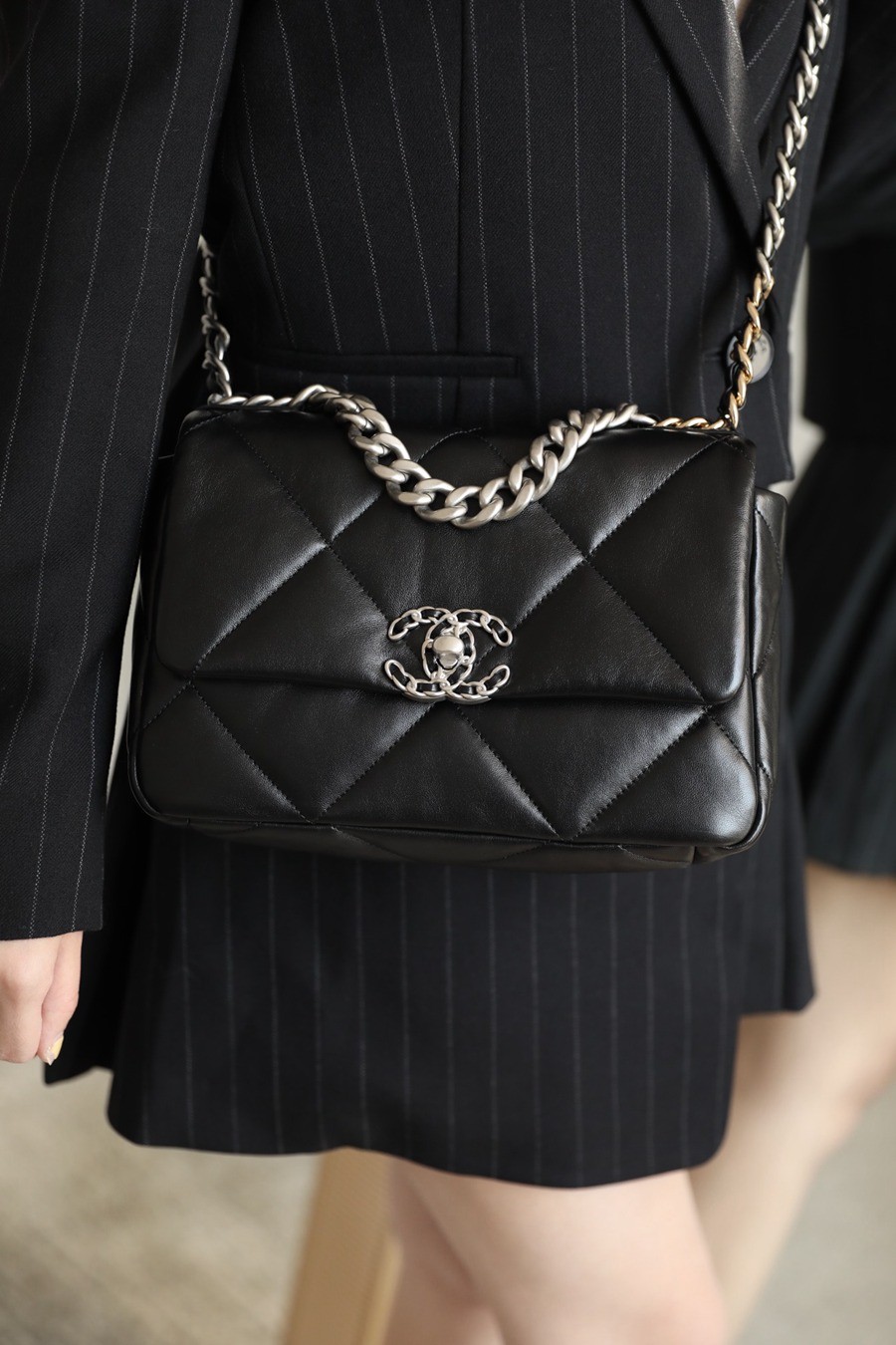 19Bag 黑色 銀扣 山羊皮 小號26CM_12