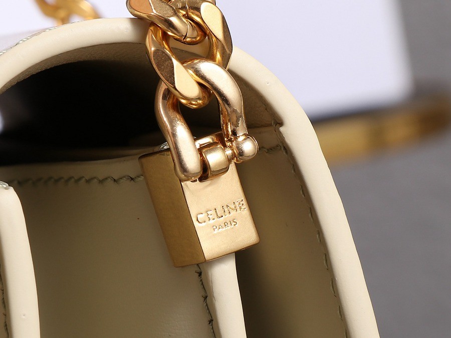 CELINE 23s COLLEGE Triomphe亮澤牛皮革鏈條手袋_9