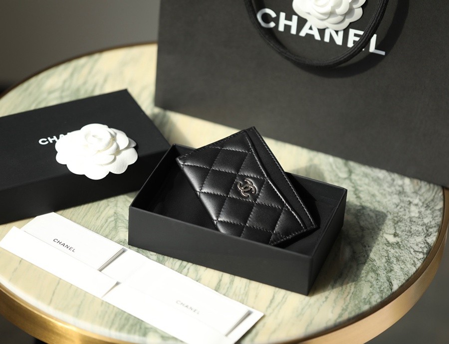 小香 Cardholder 羊皮黑銀卡套_8