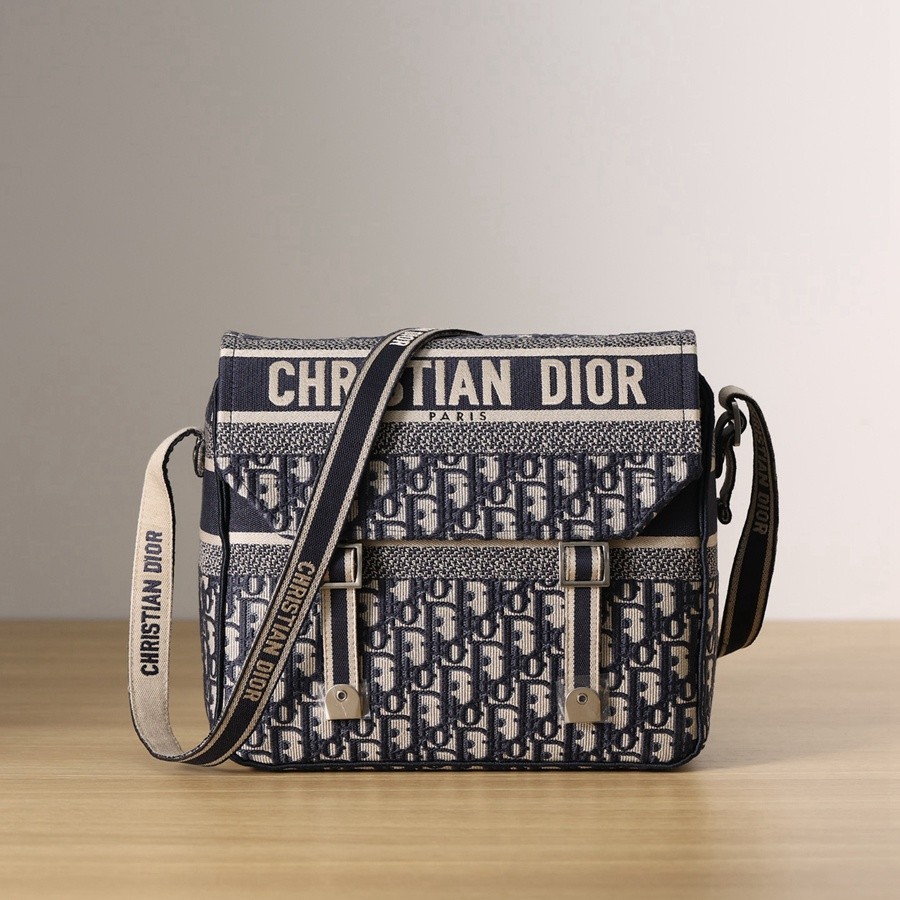 DIOR CAMP 手袋藍色刺繡 Oblique 印花_1