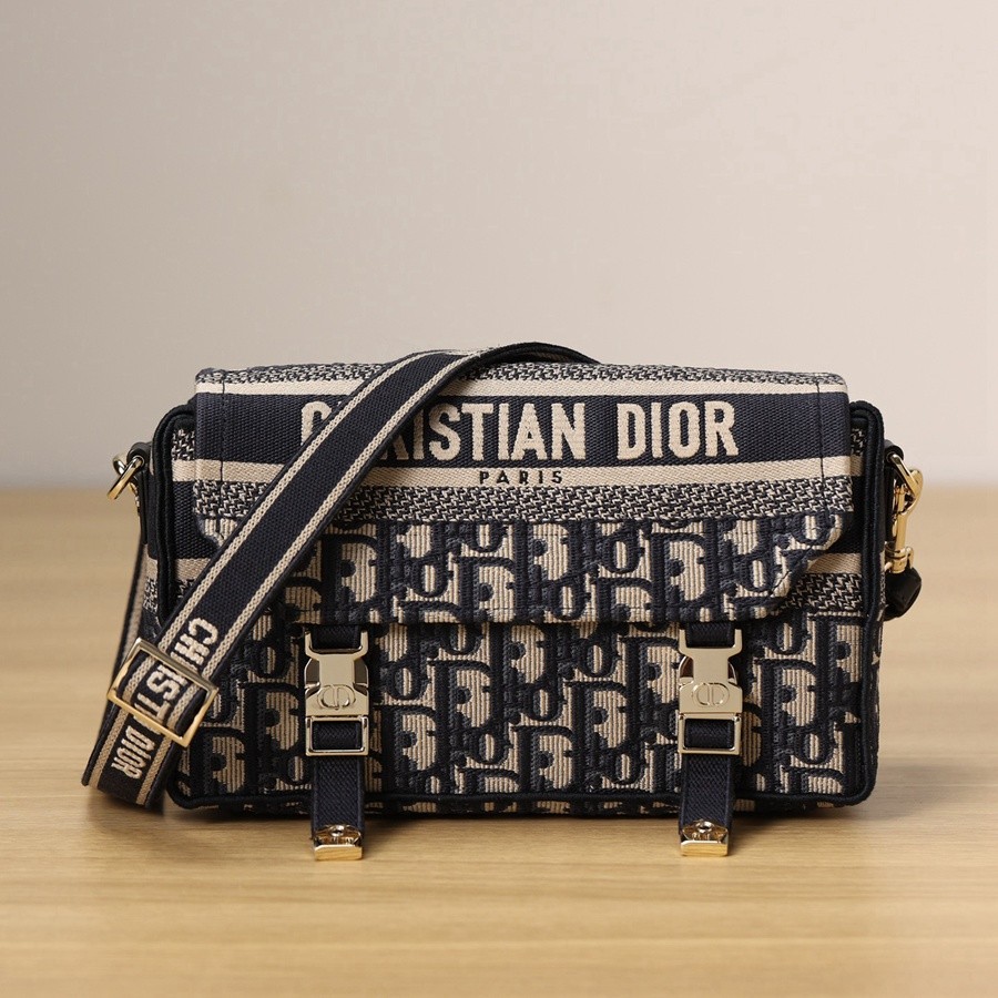 DIORCAMP 小號 手袋 藍色刺繡 Oblique 印花_1