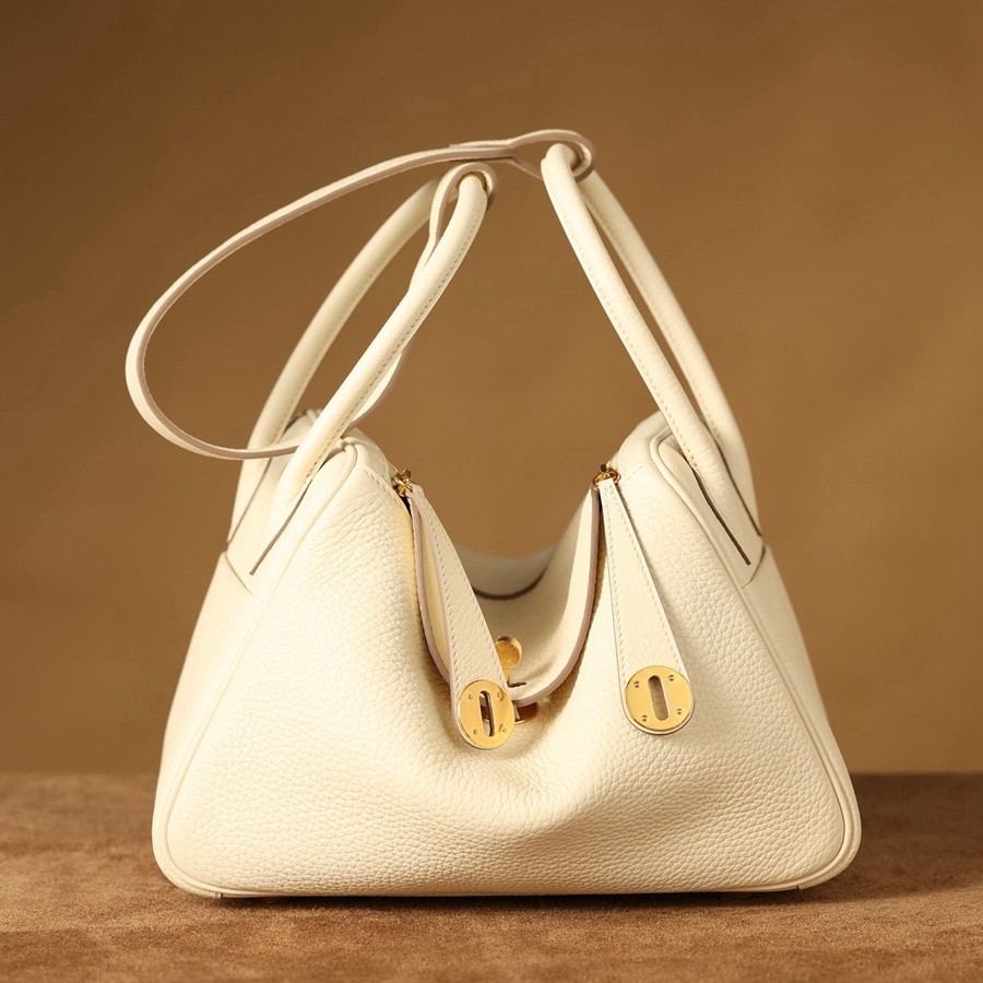 H Lindy 26CM 奶油白金扣_1