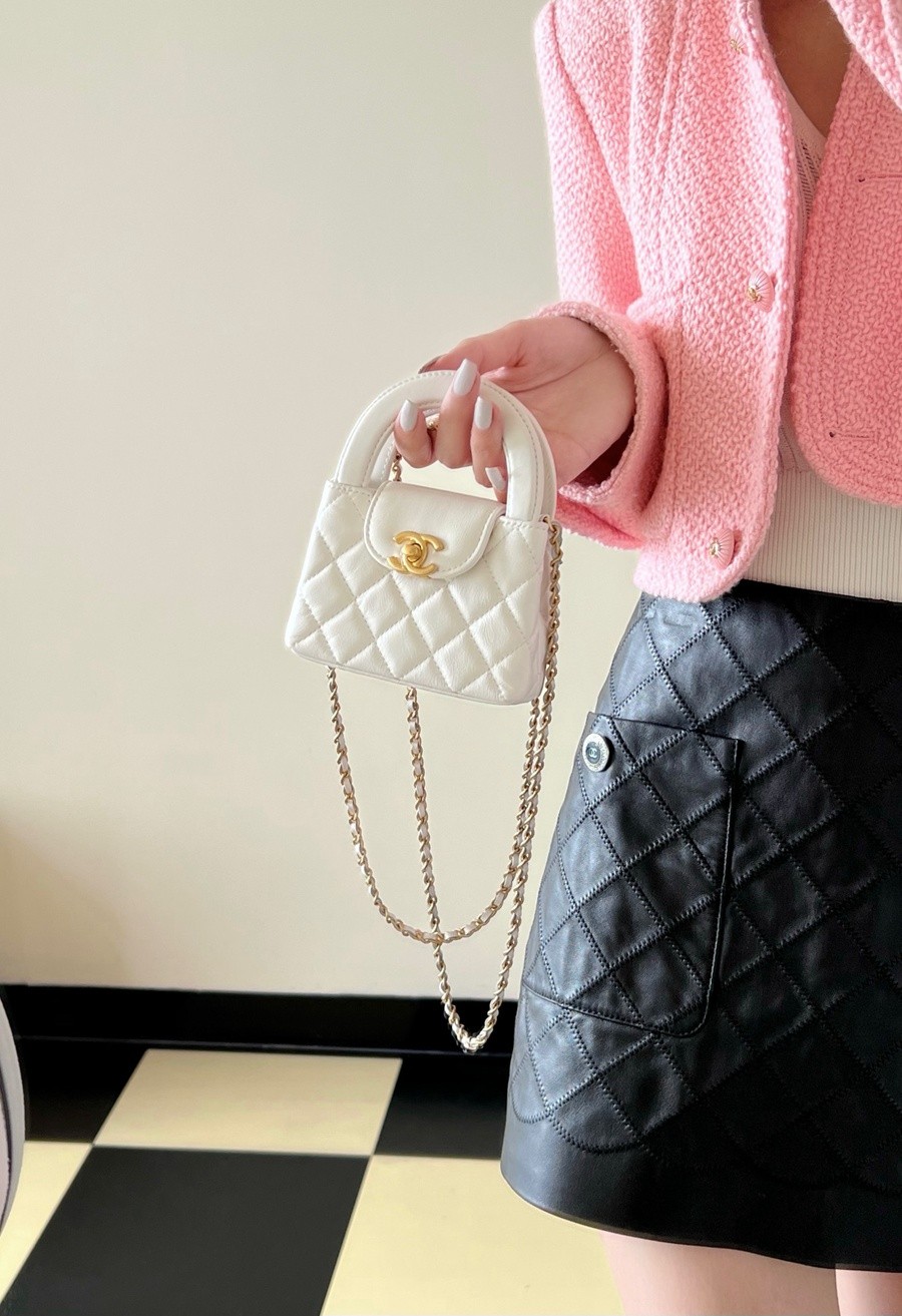 小香 23K秋冬 Kelly鏈條包 小號白色_7