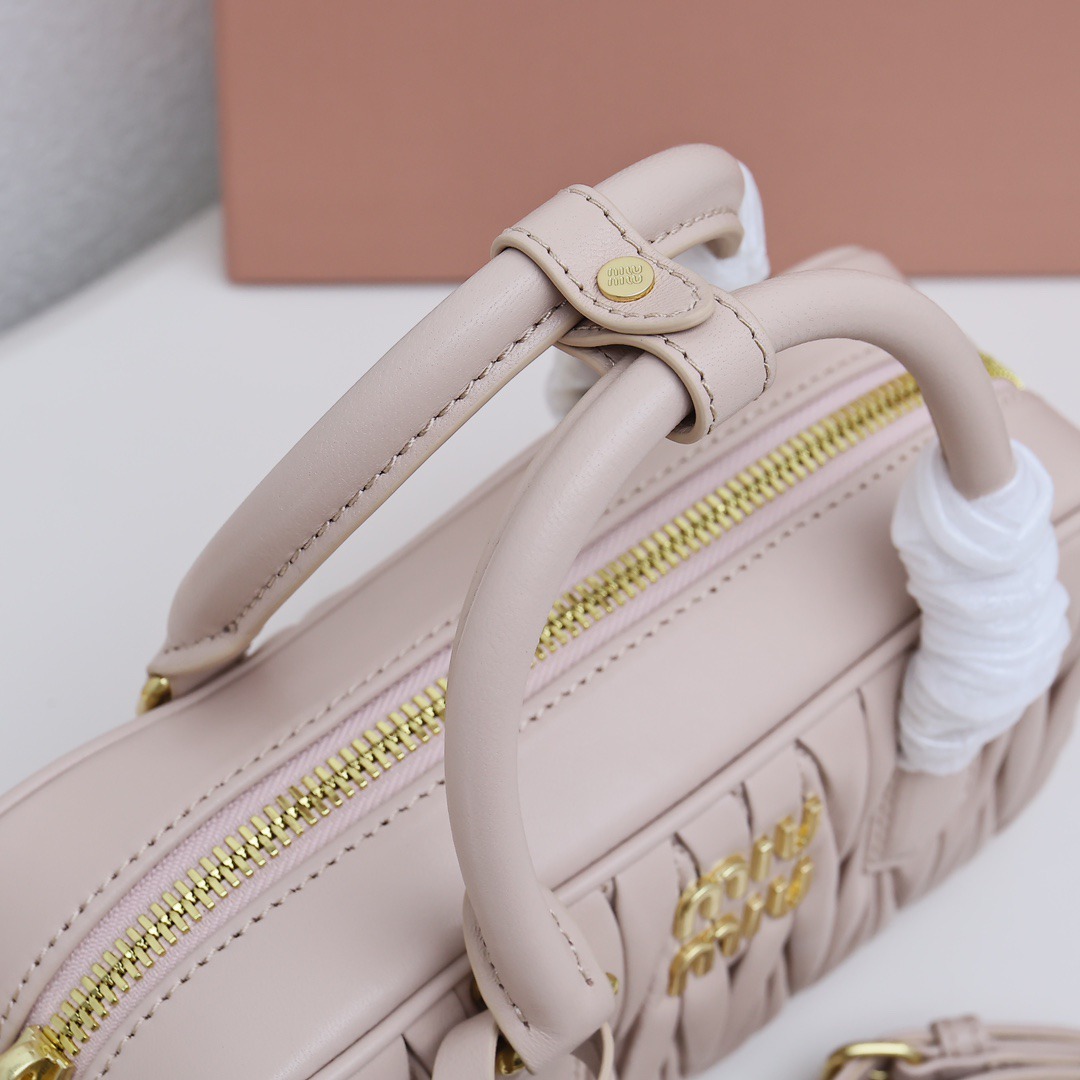 Arcadie褶皺保齡球包粉色_7