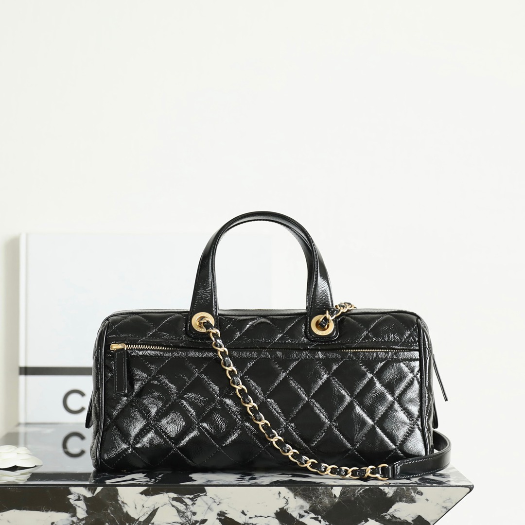 25A油蠟皮保齡球包大號黑色_11