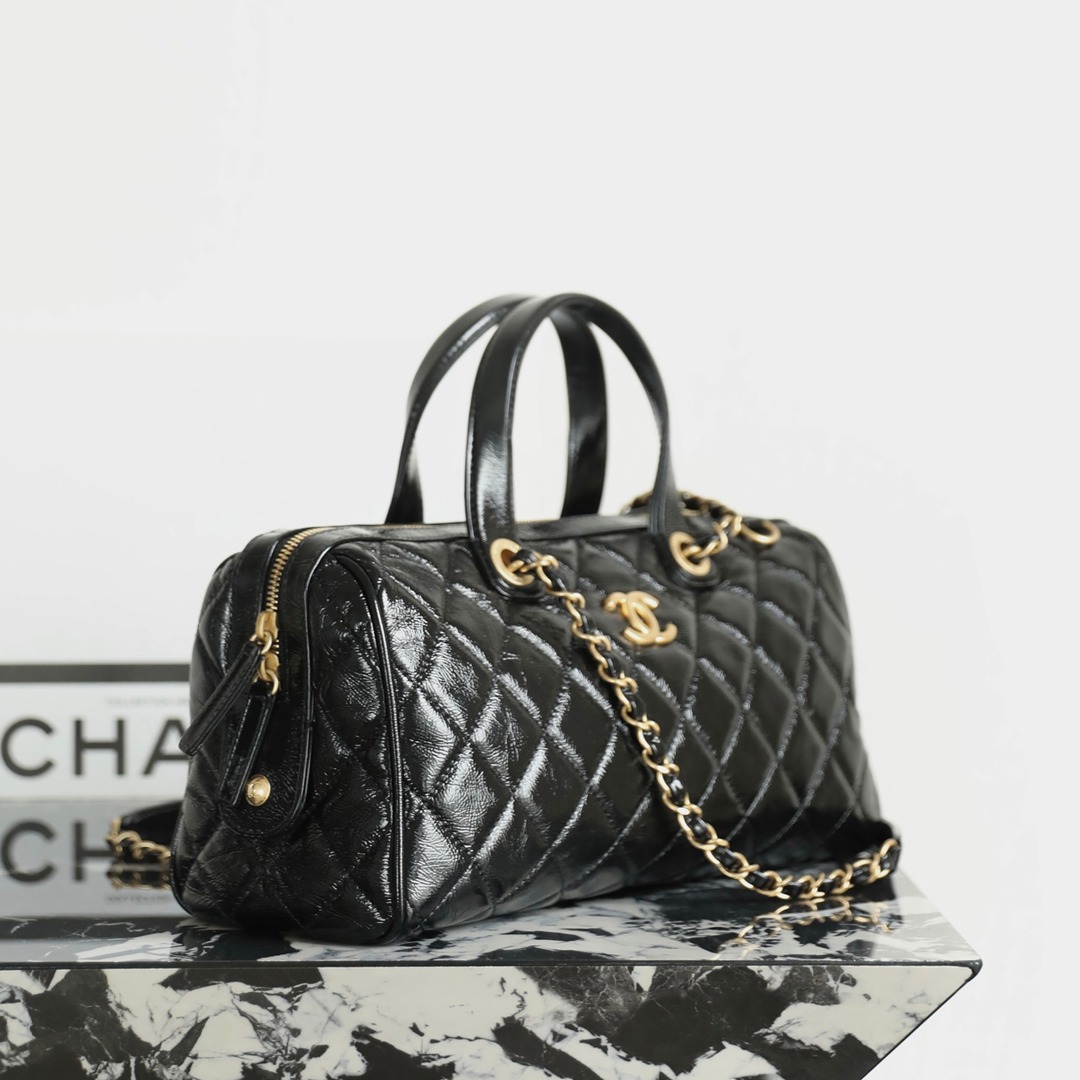 25A油蠟皮保齡球包大號黑色_12