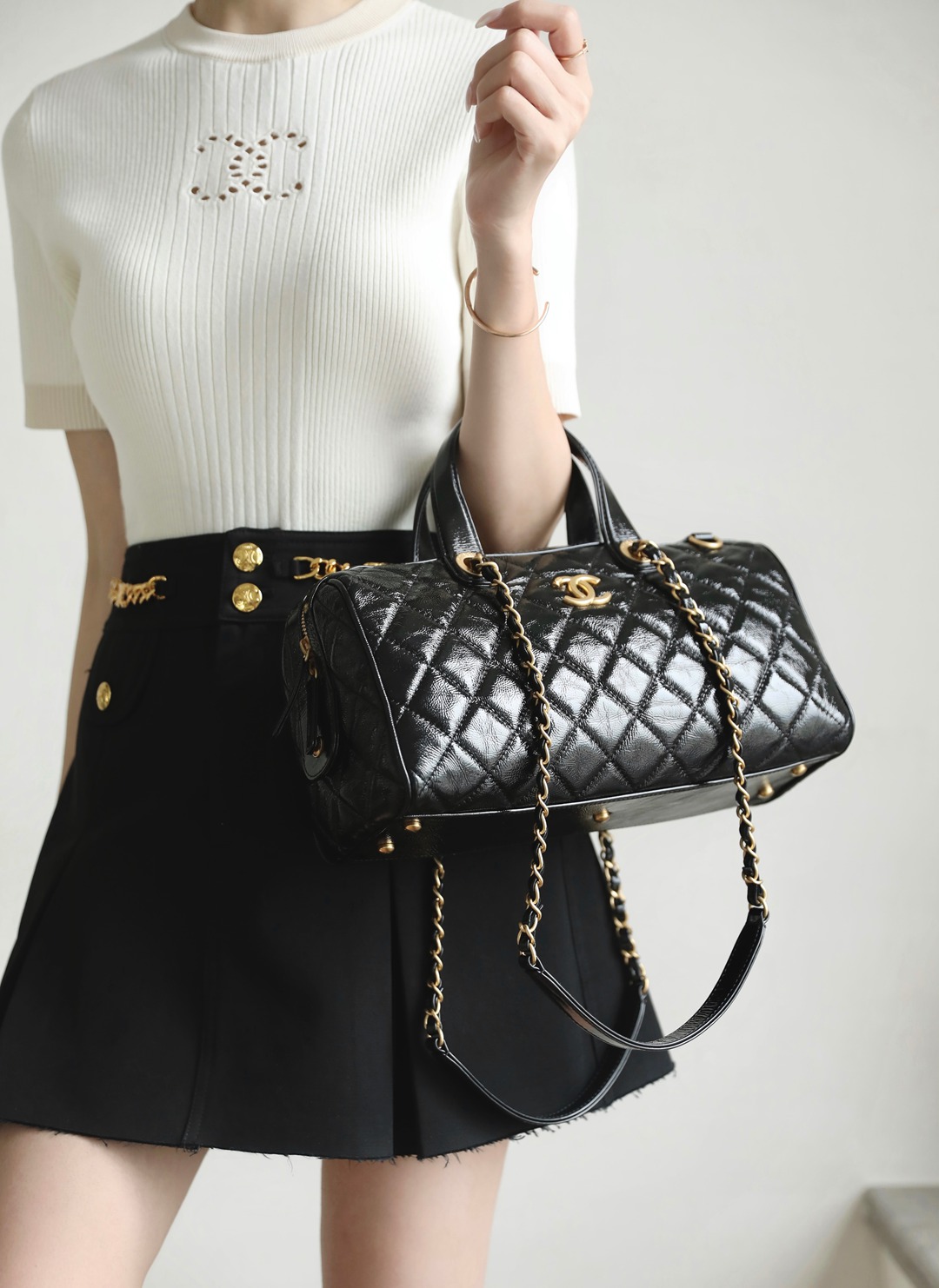 25A油蠟皮保齡球包大號黑色_4