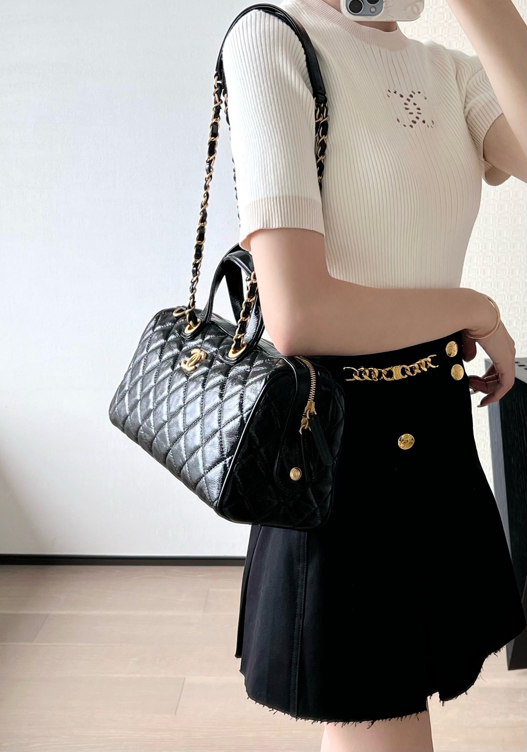 25A油蠟皮保齡球包大號黑色_5