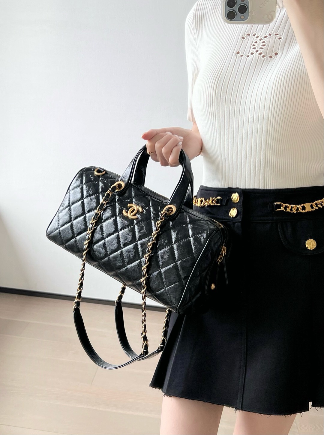 25A油蠟皮保齡球包大號黑色_6