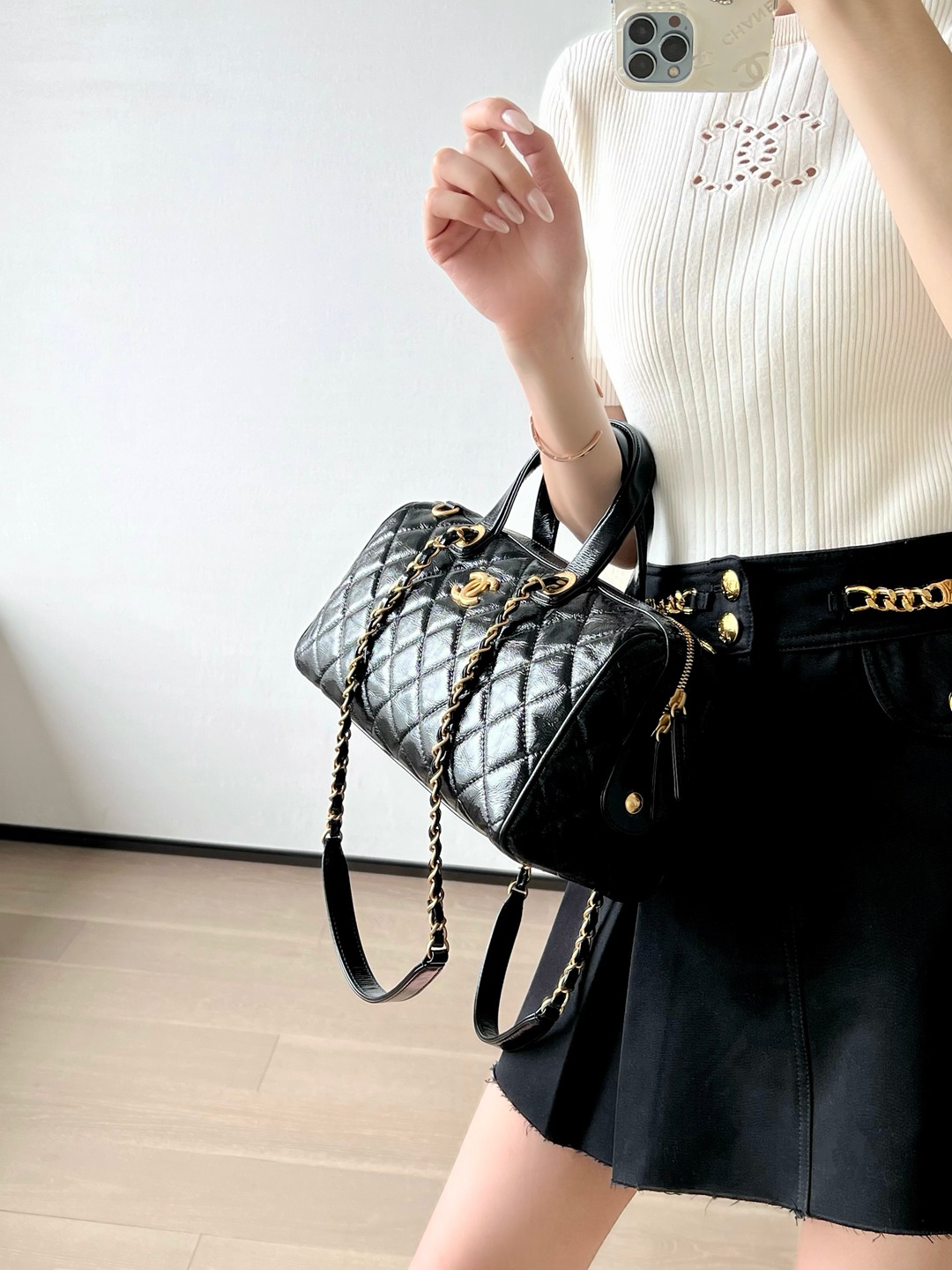 25A油蠟皮保齡球包大號黑色_8