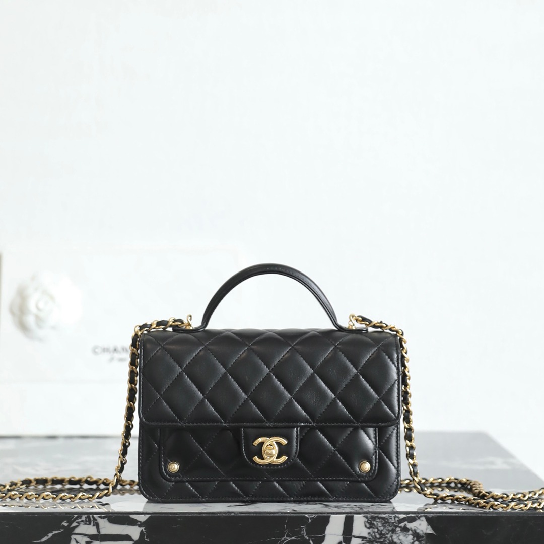 25B秋冬鉚釘Mini郵差包黑色_1