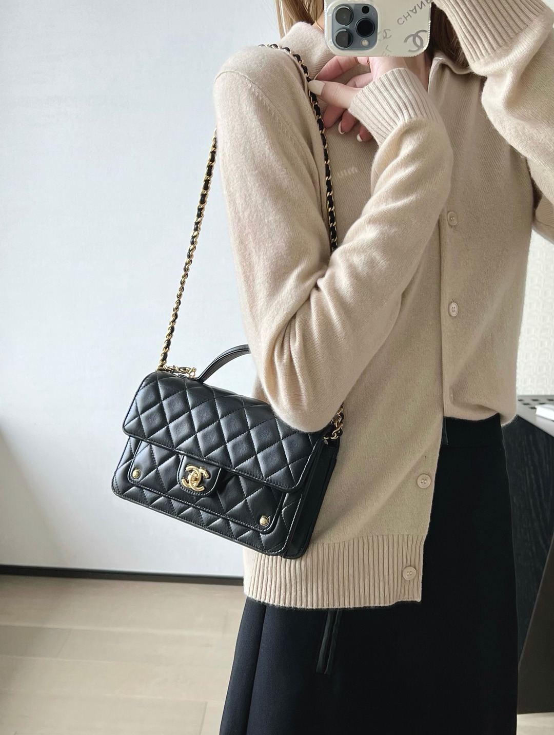 25B秋冬鉚釘Mini郵差包黑色_15