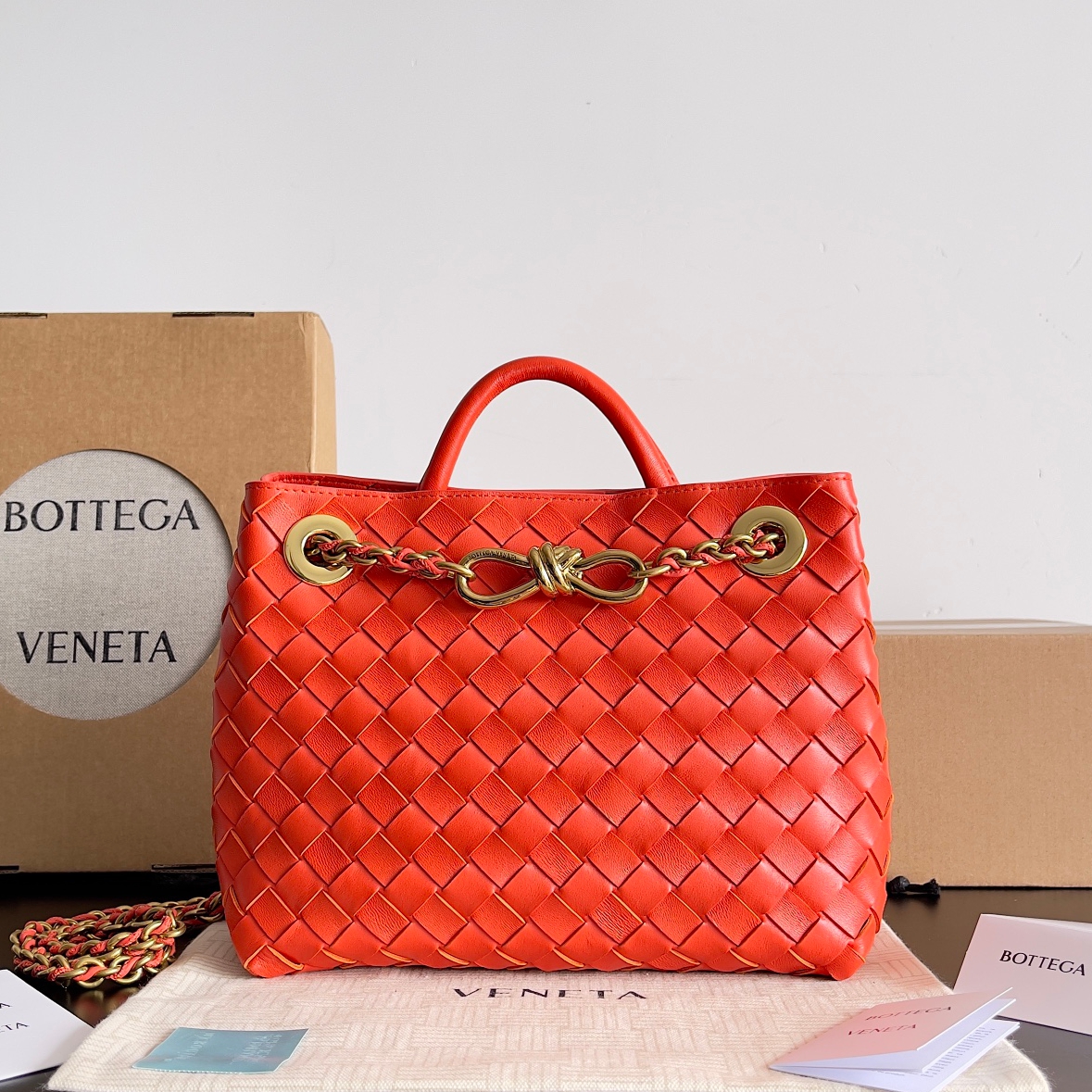 786008小號Andiamo鏈條包 橙紅色_1