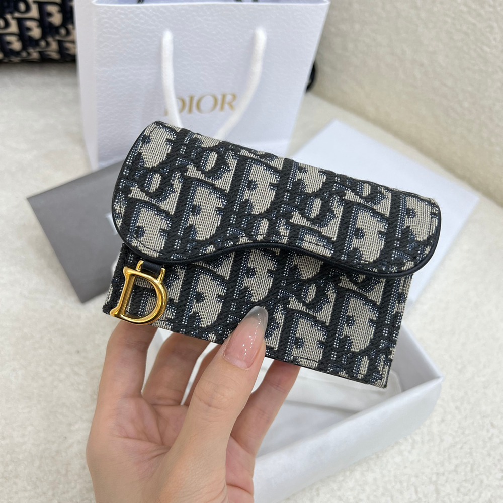 CD 馬鞍翻蓋卡夾 藍D印花_5